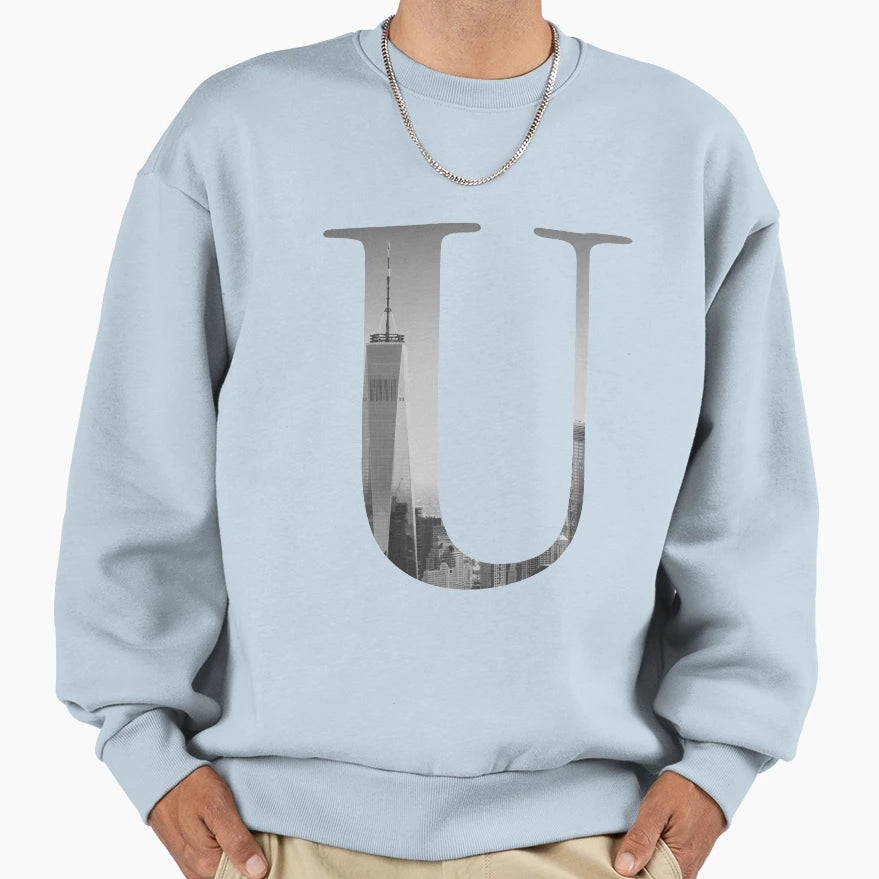 New York Letter U Sweatshirt - Aesthetic Graphic for Adults - T-Shirt, Sweatshirt, Hoodie