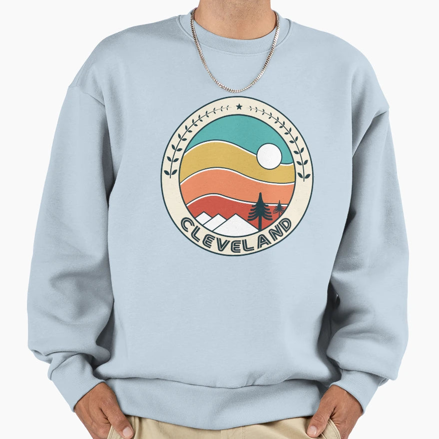 Cleveland Sunset Cleveland Ohio Sweatshirt - Fun Novelty Design for Adults - T-Shirt, Sweatshirt, Hoodie