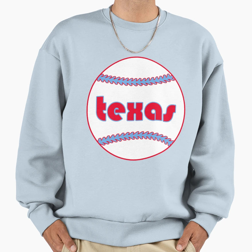 Texas Throwback Baseball Sweatshirt - Trendy Graphic Unisex - T-Shirt, Sweatshirt, Hoodie
