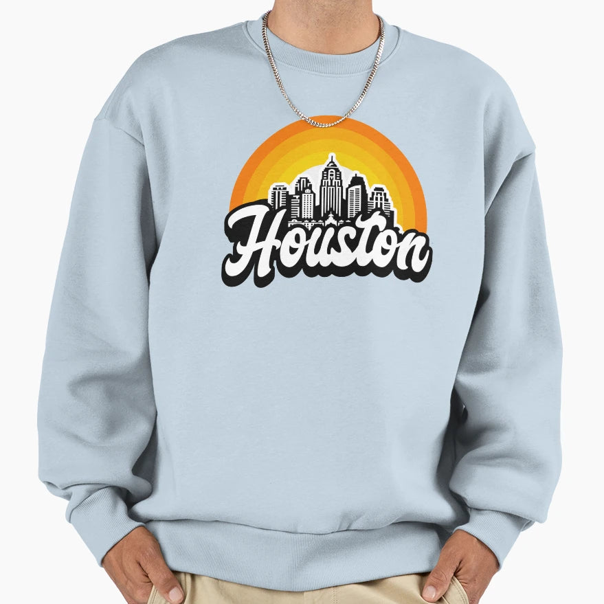 Houston Texas Sunset H Town Sweatshirt - Unique Graphic for Adults - T-Shirt, Sweatshirt, Hoodie