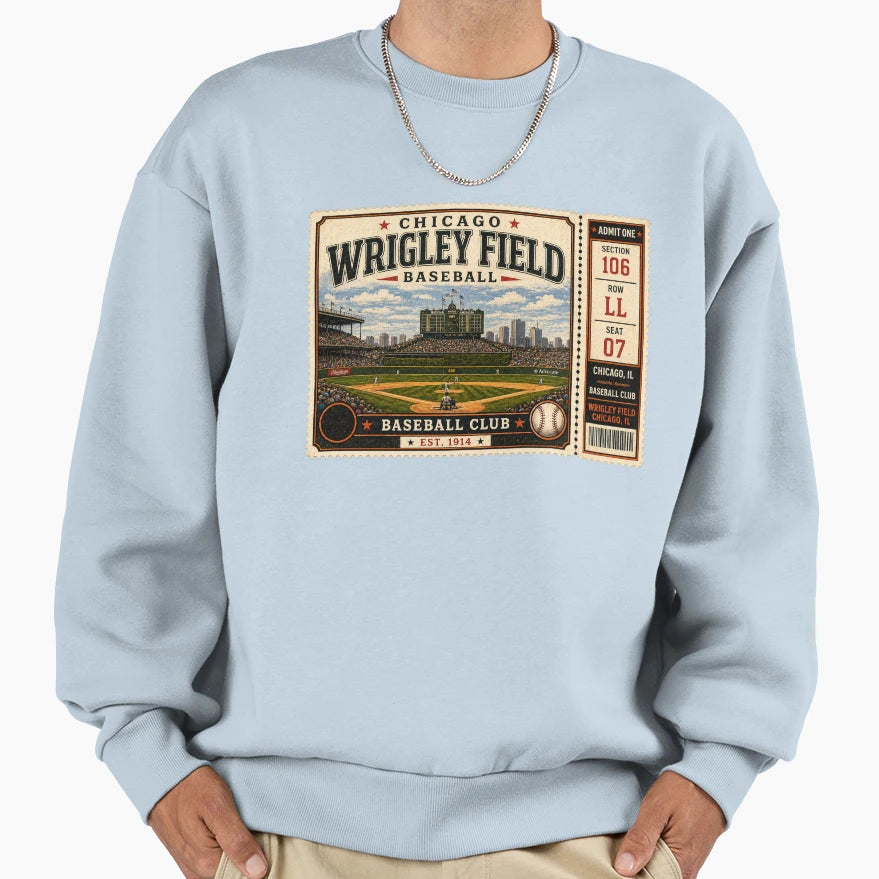 Chicago Baseball Ticket Stub Sweatshirt - Custom Art Print for Adults - T-Shirt, Sweatshirt, Hoodie