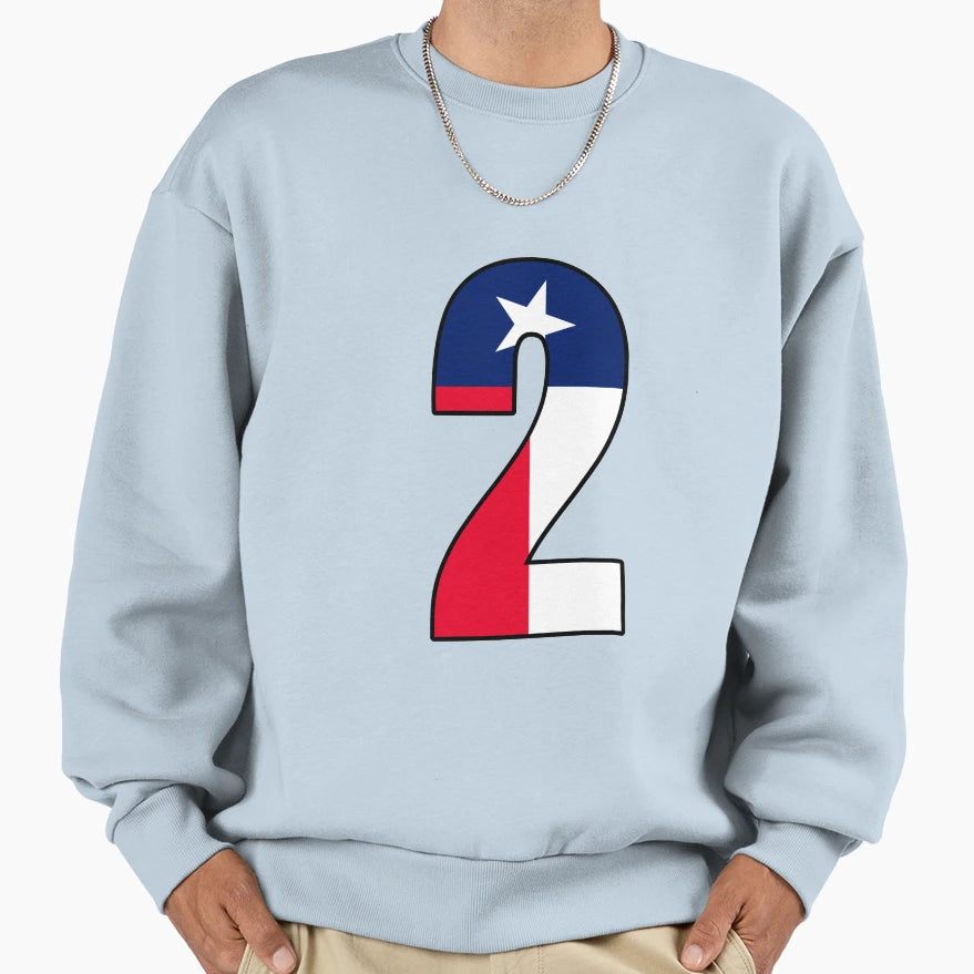 Number 2 Texas Flag Sweatshirt - Custom Art Print Unisex - T-Shirt, Sweatshirt, Hoodie