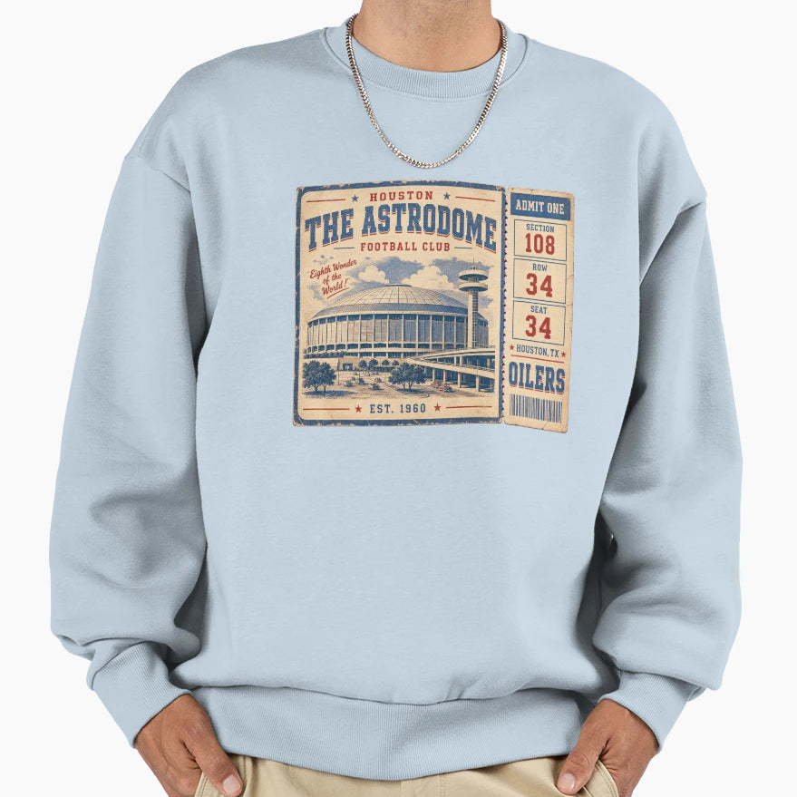 Astrodome Football Club Ticket Houston T-Shirt - Graphic Print for Adults - T-Shirt, Sweatshirt, Hoodie