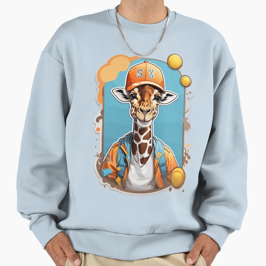 Baseball Giraffe Sweatshirt - Casual Everyday Wear Unisex - T-Shirt, Sweatshirt, Hoodie