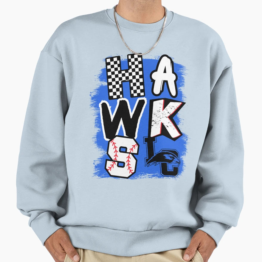 Hawks Baseball Sweatshirt - Custom Art Print Men Women - T-Shirt, Sweatshirt, Hoodie