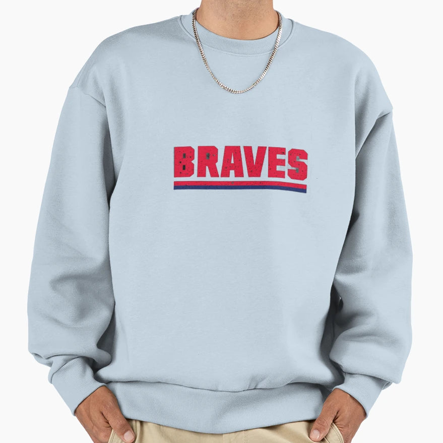 Braves Distressed Typography Sweatshirt - Aesthetic Graphic for Adults - T-Shirt, Sweatshirt, Hoodie