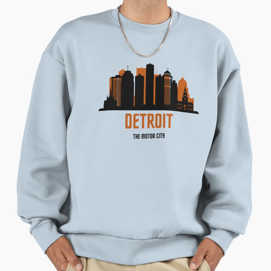 Detroit Motor City Sweatshirt - Unique Graphic Unisex - T-Shirt, Sweatshirt, Hoodie
