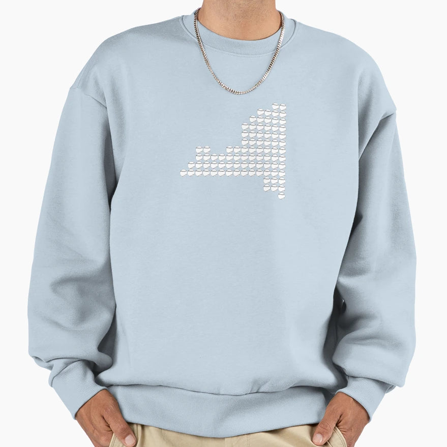 New York White Baseball Fill Sweatshirt - Custom Art Print for Adults - T-Shirt, Sweatshirt, Hoodie