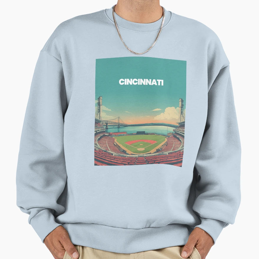 Cincinnati Riverfront Ballpark Sweatshirt - Streetwear Style for Adults - T-Shirt, Sweatshirt, Hoodie