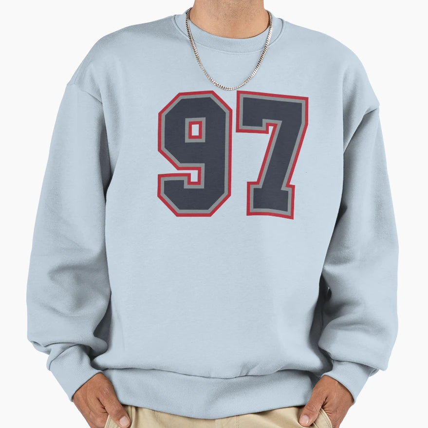 97 Navy Grey Red Sports Number Sweatshirt - Streetwear Style Men Women - T-Shirt, Sweatshirt, Hoodie