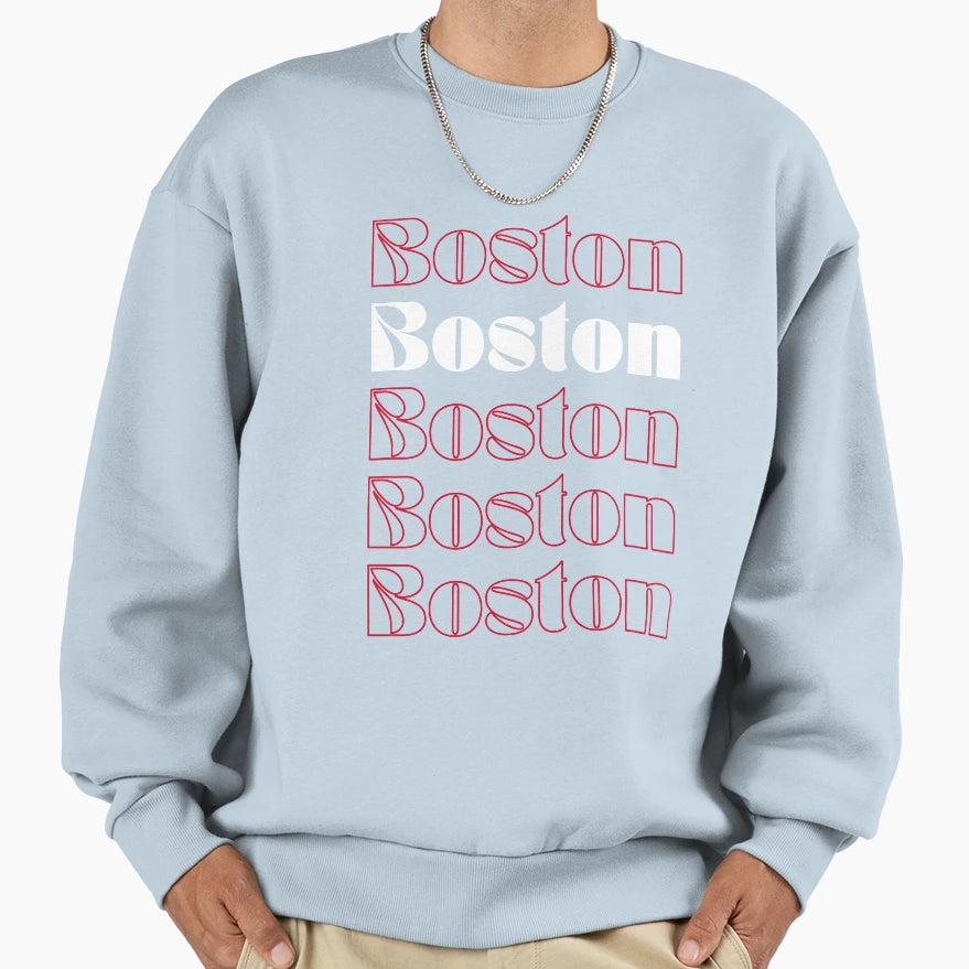 Boston Massachusetts Baseball Bos And Sweatshirt - Trendy Graphic Unisex - T-Shirt, Sweatshirt, Hoodie