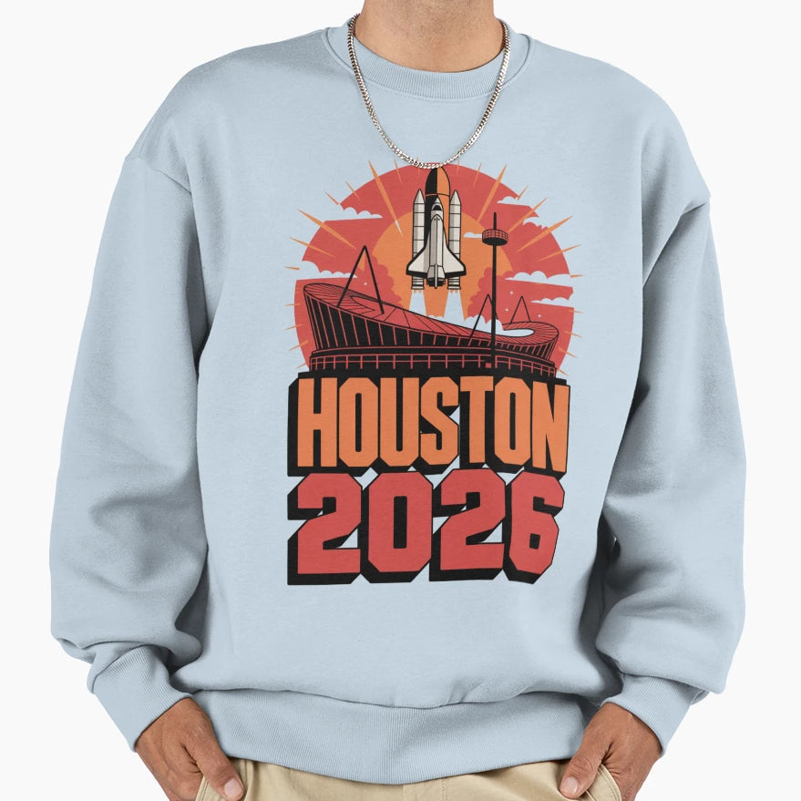 Houston 2026 Space Shuttle Football V22 T-Shirt - Unique Graphic Men Women - T-Shirt, Sweatshirt, Hoodie