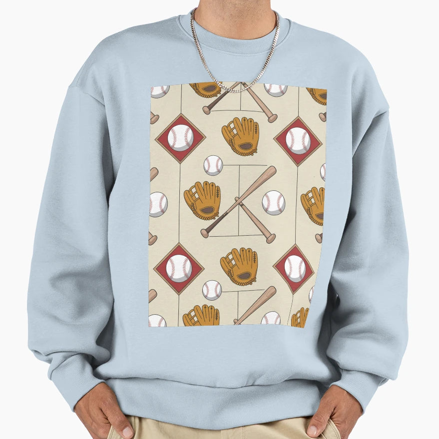 Baseball Seamless Pattern Bats Sweatshirt - Novelty Apparel Men Women - T-Shirt, Sweatshirt, Hoodie