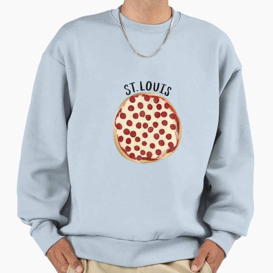 St Louis Thin Crust Pizza Sweatshirt - Casual Everyday Wear Men Women - T-Shirt, Sweatshirt, Hoodie