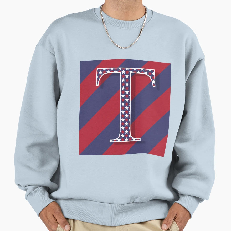 Letter T Americana Old Glory Red And Sweatshirt - Graphic Print Men Women - T-Shirt, Sweatshirt, Hoodie