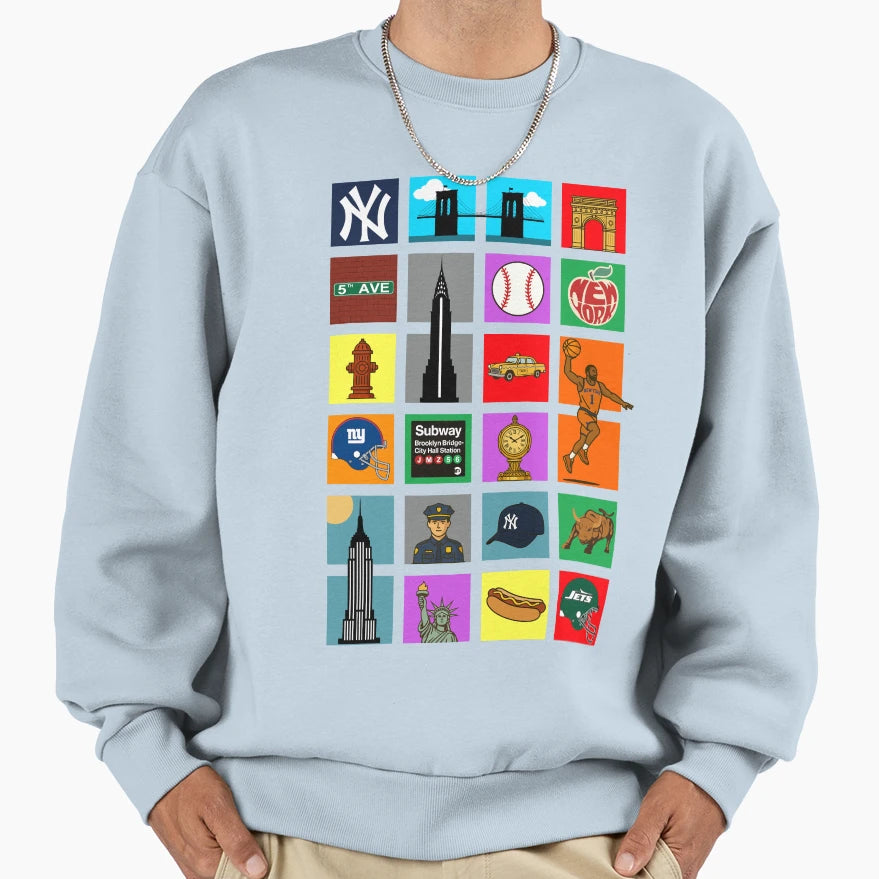 New York Icons Travel Sweatshirt - Casual Everyday Wear Men Women - T-Shirt, Sweatshirt, Hoodie