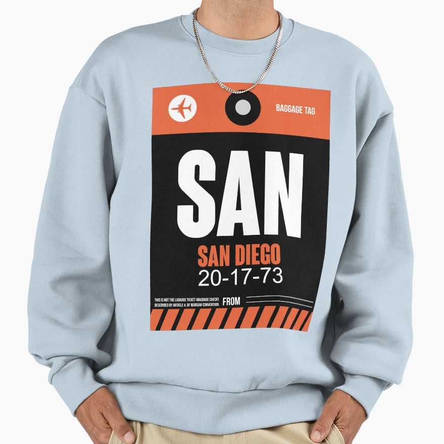 San Diego Luggage Tag 1 Sweatshirt - Aesthetic Graphic Men Women - T-Shirt, Sweatshirt, Hoodie