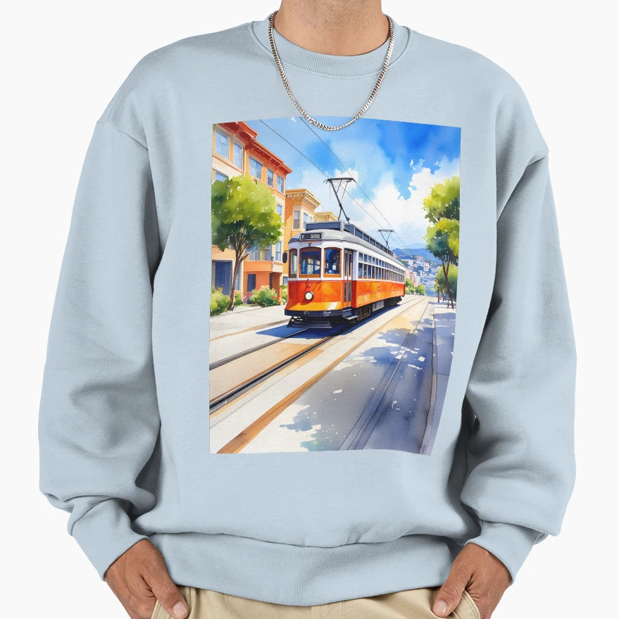 San Francisco Cable Car Sweatshirt - Minimalist Print for Adults - T-Shirt, Sweatshirt, Hoodie