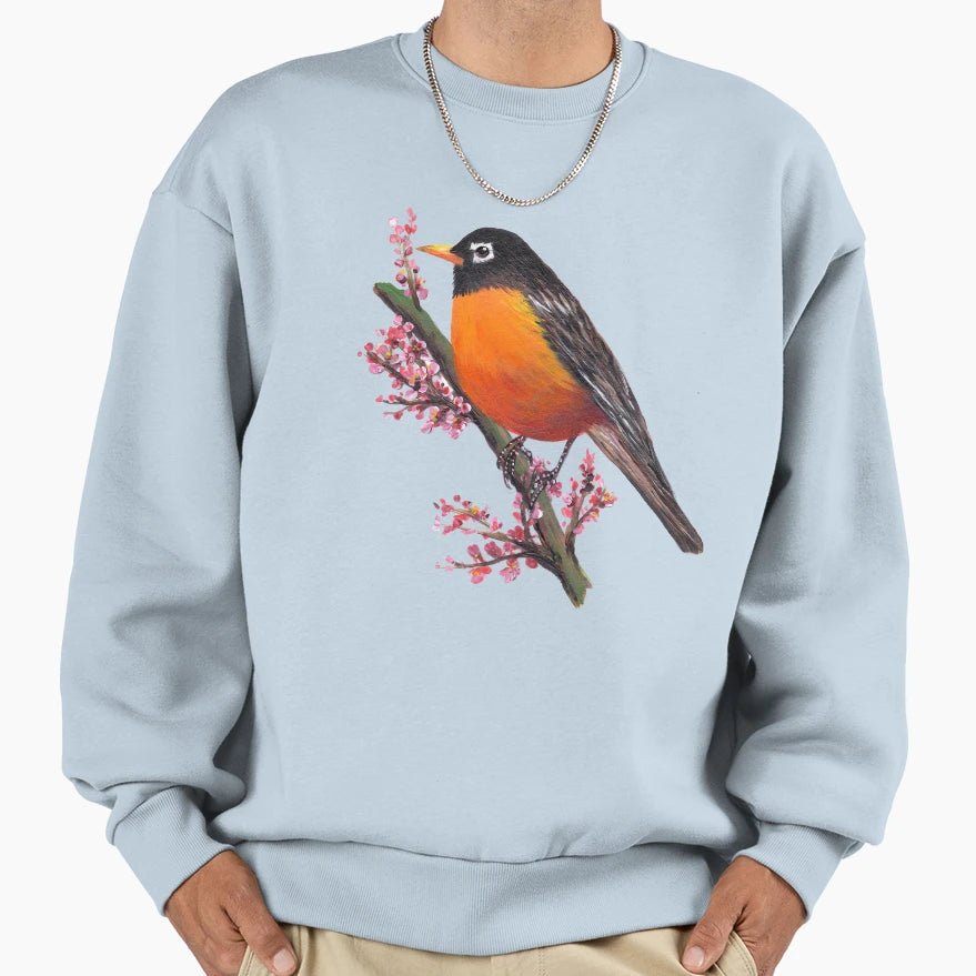 American Robin Bird Sweatshirt - Unique Graphic Unisex - T-Shirt, Sweatshirt, Hoodie