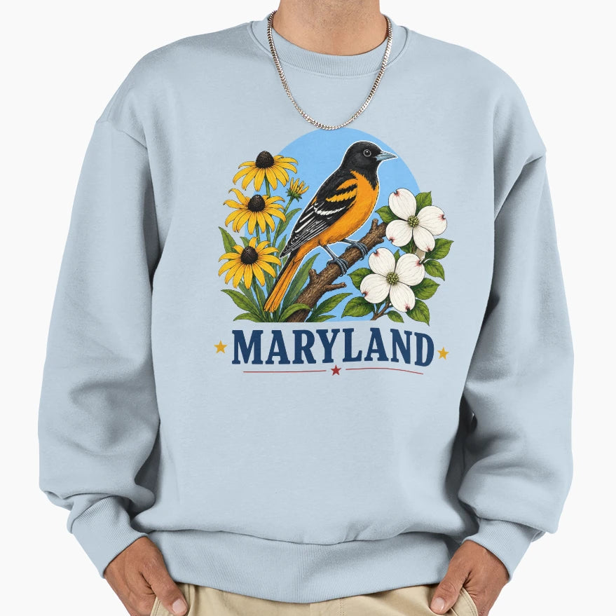 Maryland Oriole Black Eyed Susan Sweatshirt - Aesthetic Graphic Unisex - T-Shirt, Sweatshirt, Hoodie