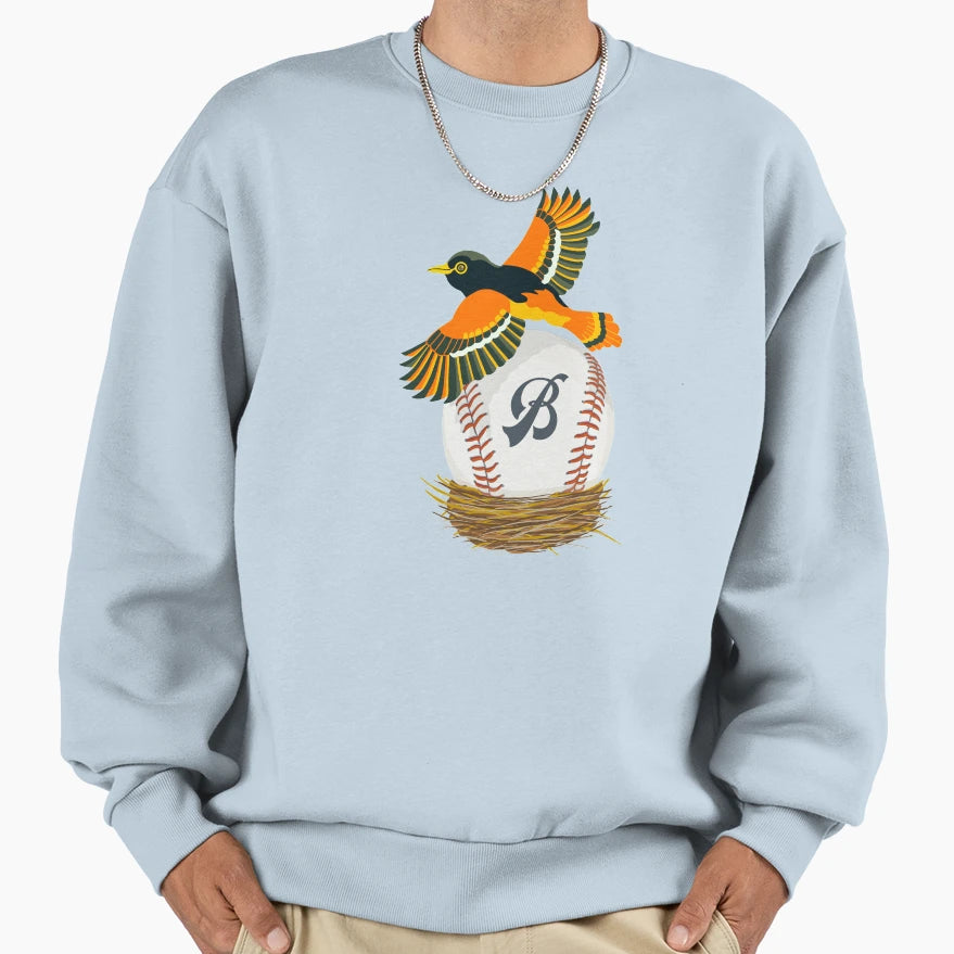 Play Ball Oriole Baseball Initial B Sweatshirt - Trendy Graphic Men Women - T-Shirt, Sweatshirt, Hoodie