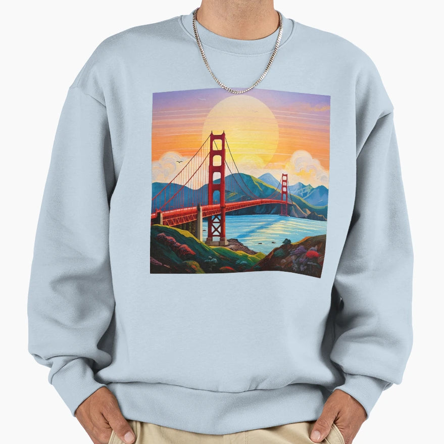 Golden Gate Bridge Sweatshirt - Custom Art Print Men Women - T-Shirt, Sweatshirt, Hoodie