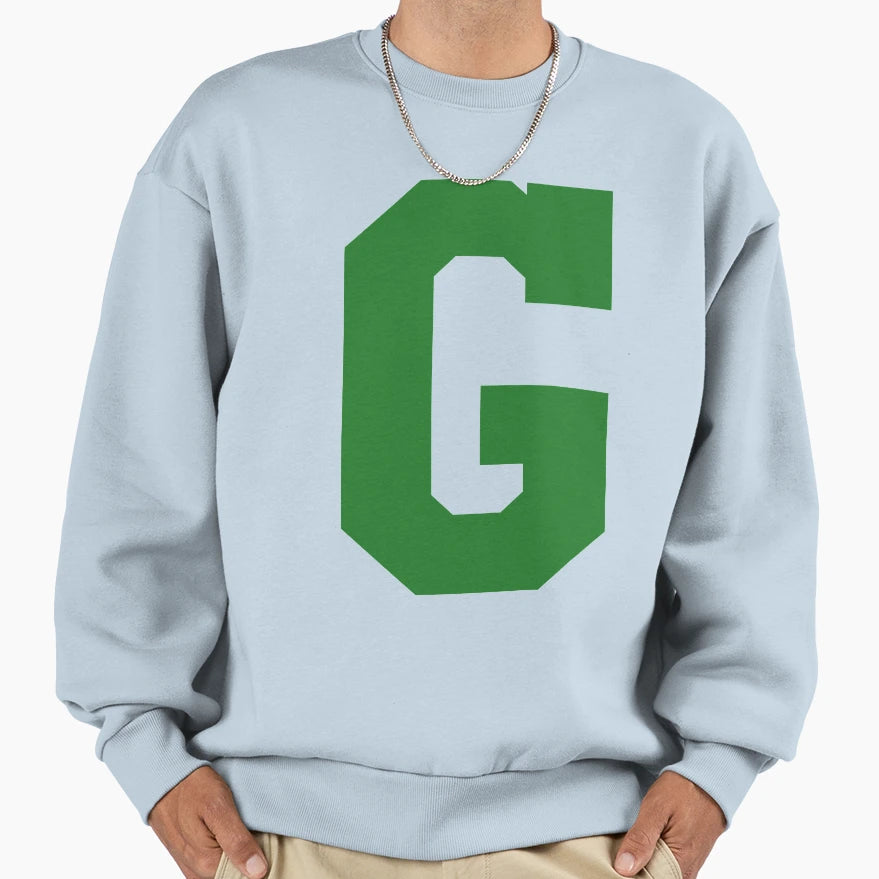 Alphabet Green G Sports Letter G Sweatshirt - Fun Novelty Design Men Women - T-Shirt, Sweatshirt, Hoodie
