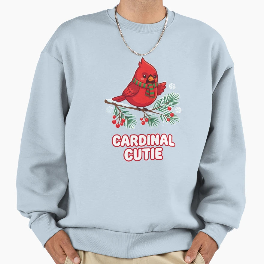 Cardinal Cutie Winter Bird Sweatshirt - Trendy Graphic Men Women - T-Shirt, Sweatshirt, Hoodie