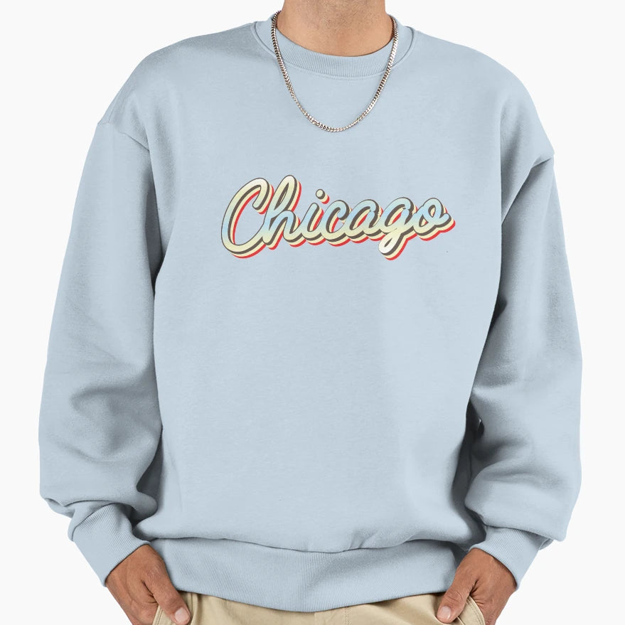 Chicago College Town Script 1 Sweatshirt - Custom Art Print Unisex - T-Shirt, Sweatshirt, Hoodie