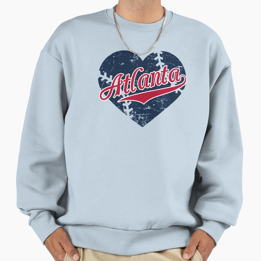 I Love Atlanta Georgia Baseball Sweatshirt - Unique Graphic for Adults - T-Shirt, Sweatshirt, Hoodie