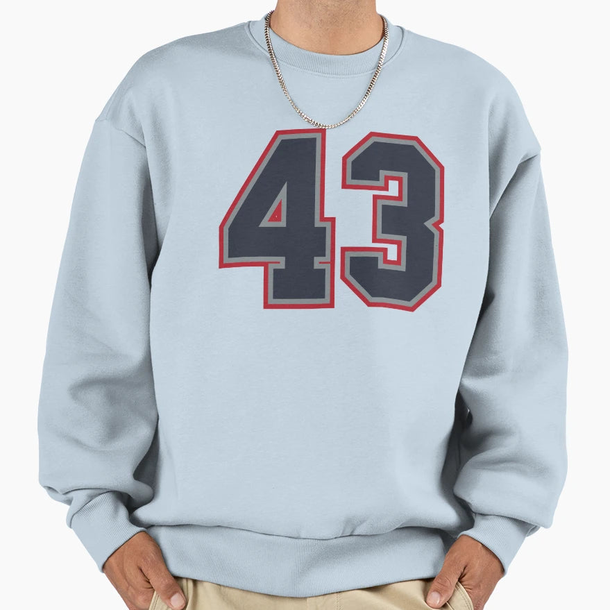 43 Navy Grey Red Sports Number Sweatshirt - Novelty Apparel for Adults - T-Shirt, Sweatshirt, Hoodie
