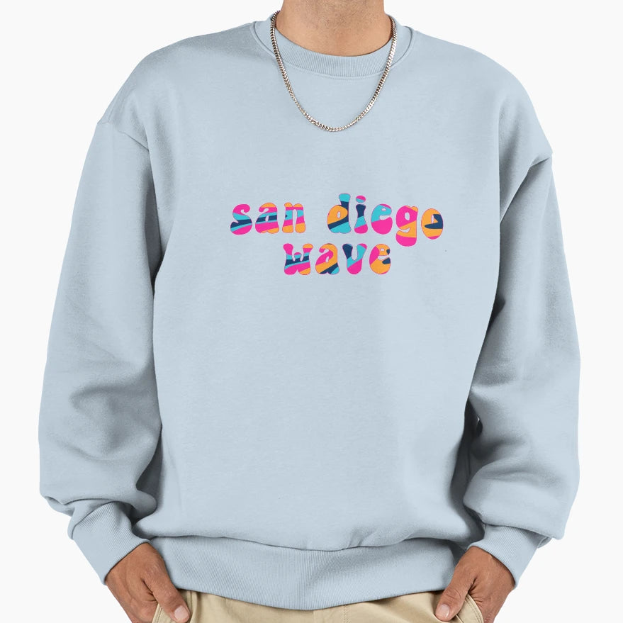 San Diego Wave Nwsl Groovy Font Sweatshirt - Casual Everyday Wear Men Women - T-Shirt, Sweatshirt, Hoodie
