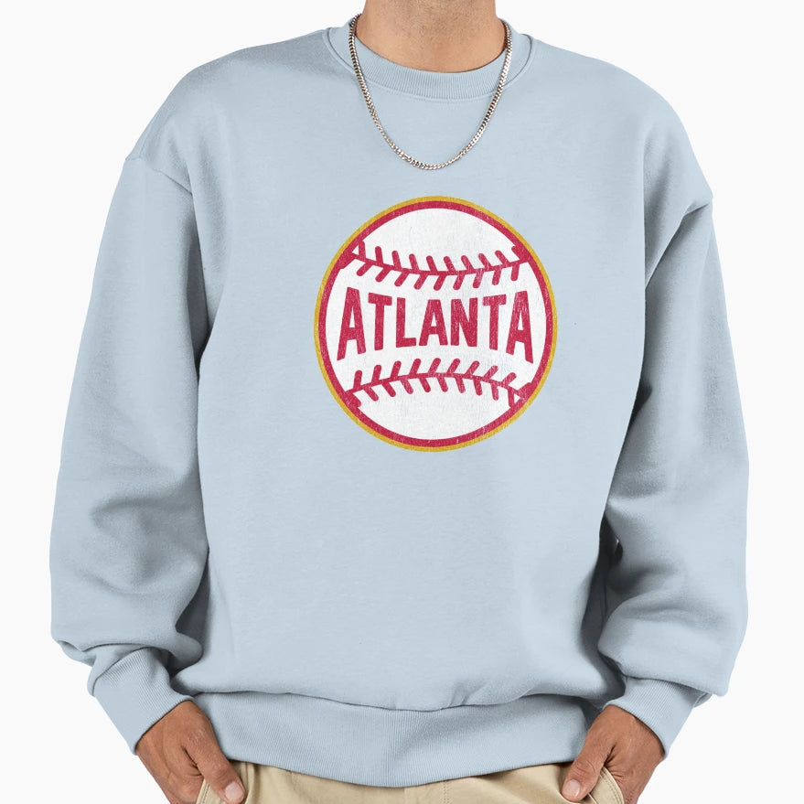 Atlanta Baseball Stitches Sweatshirt - Graphic Print for Adults - T-Shirt, Sweatshirt, Hoodie