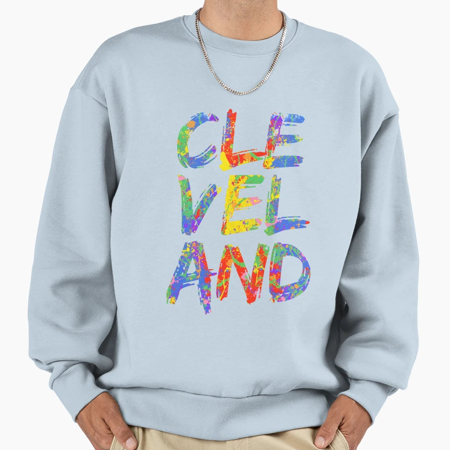 Cleveland 3 Level Paint Splash Sweatshirt - Graphic Print Men Women - T-Shirt, Sweatshirt, Hoodie