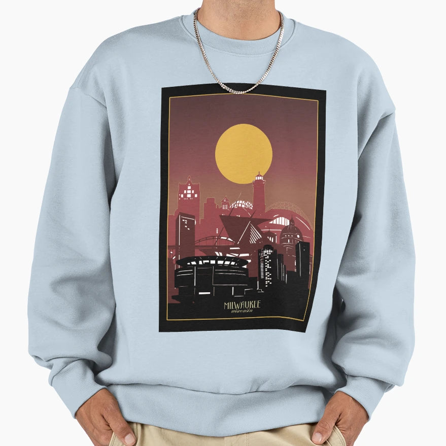 Milwaukee Skyline Sweatshirt - Graphic Print Unisex - T-Shirt, Sweatshirt, Hoodie