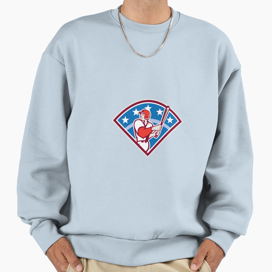 American Baseball Batter Hitter Bat Sweatshirt - Aesthetic Graphic Unisex - T-Shirt, Sweatshirt, Hoodie