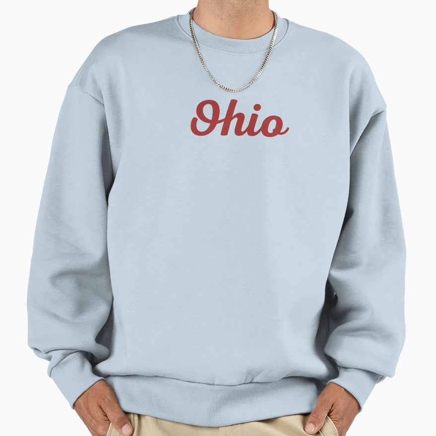 Ohio Red Script Sweatshirt - Minimalist Print Men Women - T-Shirt, Sweatshirt, Hoodie