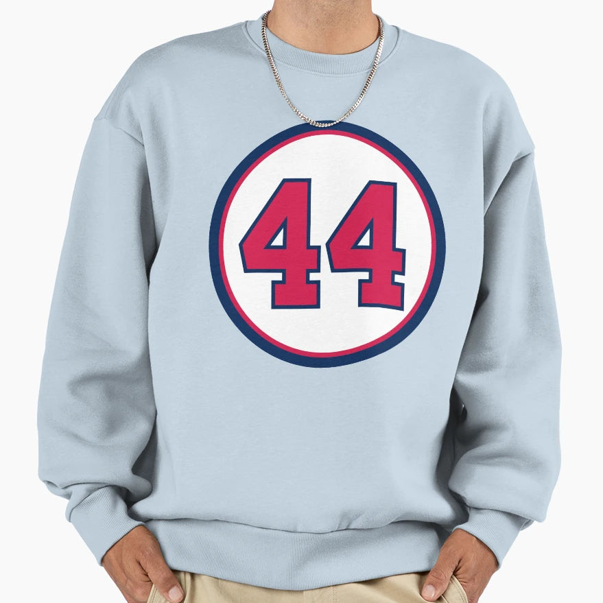 Hank Aaron 44 Jersey Number Sweatshirt - Trendy Graphic Men Women - T-Shirt, Sweatshirt, Hoodie