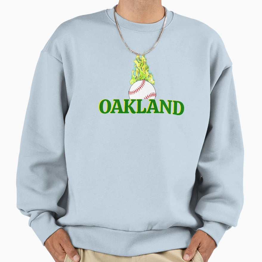 Oakland Baseball Fiery Fan Gift Sweatshirt - Custom Art Print Men Women - T-Shirt, Sweatshirt, Hoodie