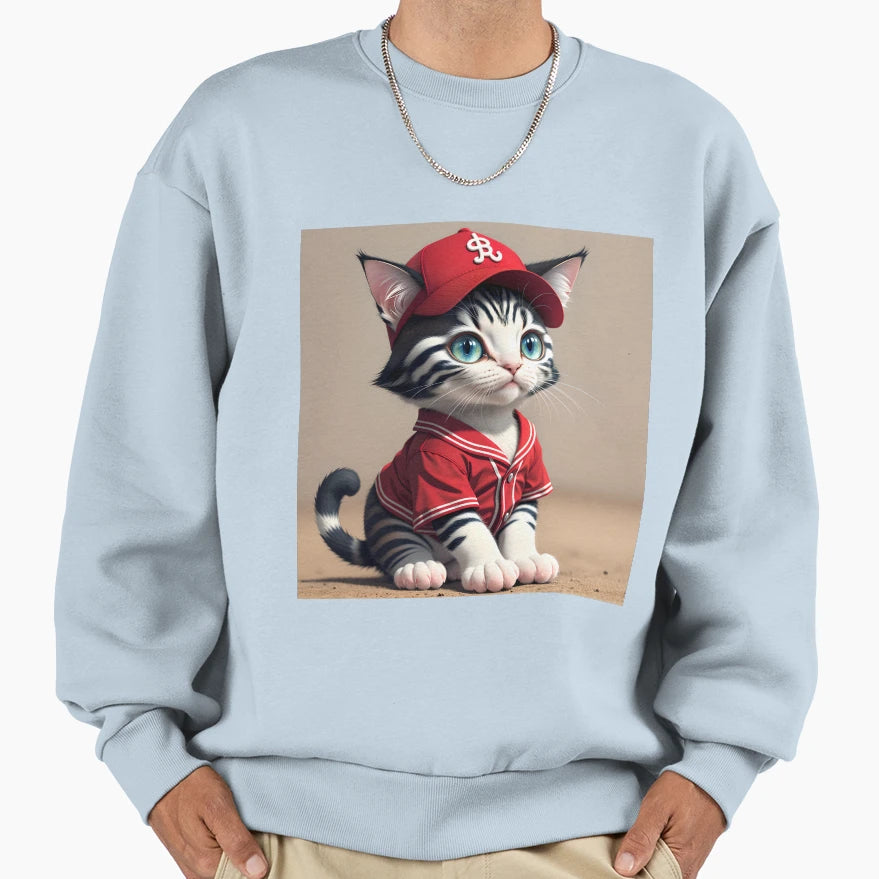Baseball Cat Sweatshirt - Fun Novelty Design for Adults - T-Shirt, Sweatshirt, Hoodie
