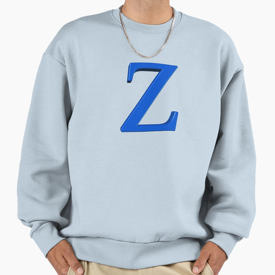 Letter Z Dimensional Blue Sweatshirt - Fun Novelty Design for Adults - T-Shirt, Sweatshirt, Hoodie
