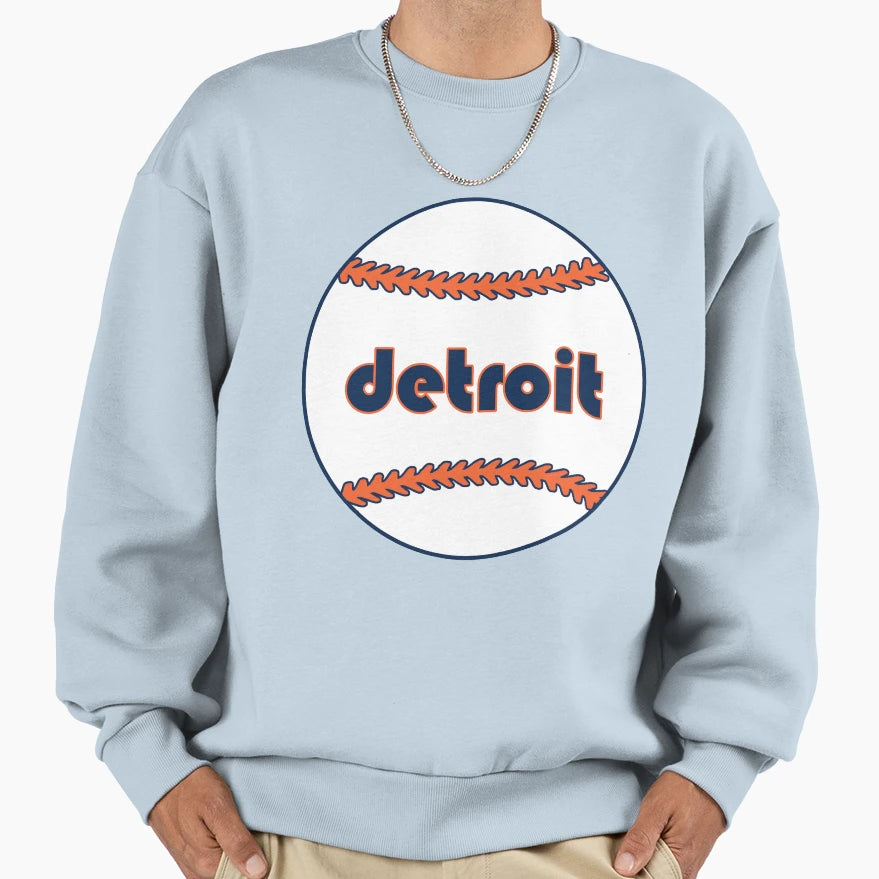 Detroit Throwback Baseball Sweatshirt - Custom Art Print Men Women - T-Shirt, Sweatshirt, Hoodie