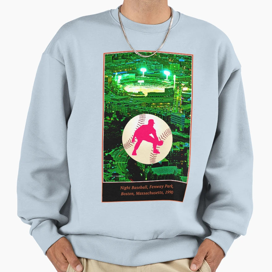 Night Baseball Fenway Park Boston Sweatshirt - Minimalist Print Men Women - T-Shirt, Sweatshirt, Hoodie