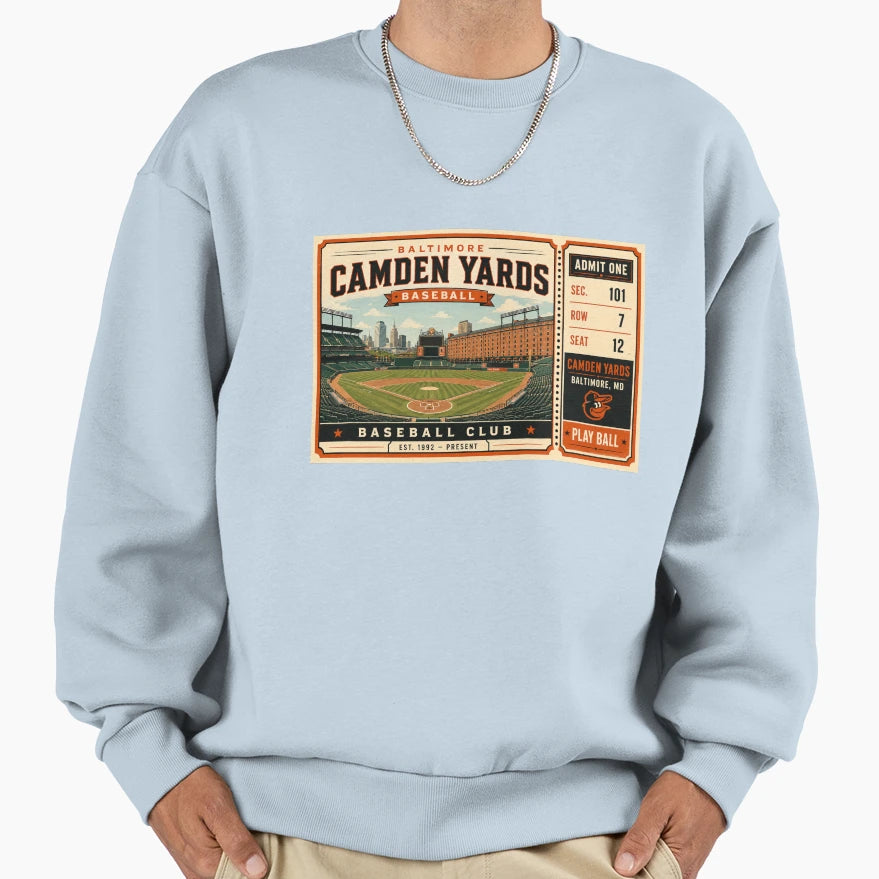 Baltimore Camden Yards Ticket Sweatshirt - Custom Art Print Unisex - T-Shirt, Sweatshirt, Hoodie