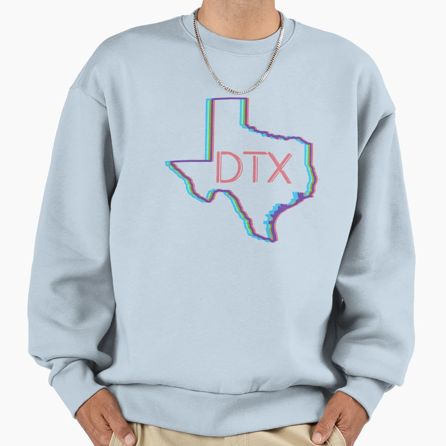 Dallas Texas Neon Lights Dtx Sweatshirt - Trendy Graphic Men Women - T-Shirt, Sweatshirt, Hoodie