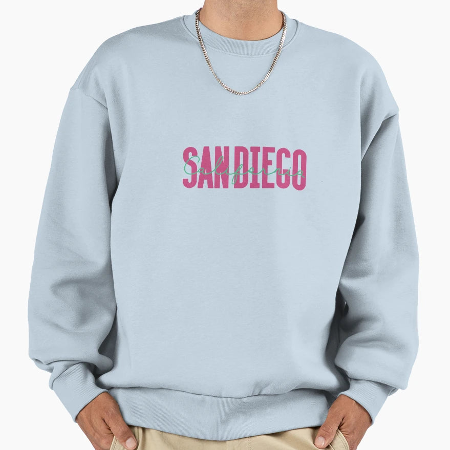 San Diego Beach Reto Sweatshirt - Fun Novelty Design for Adults - T-Shirt, Sweatshirt, Hoodie