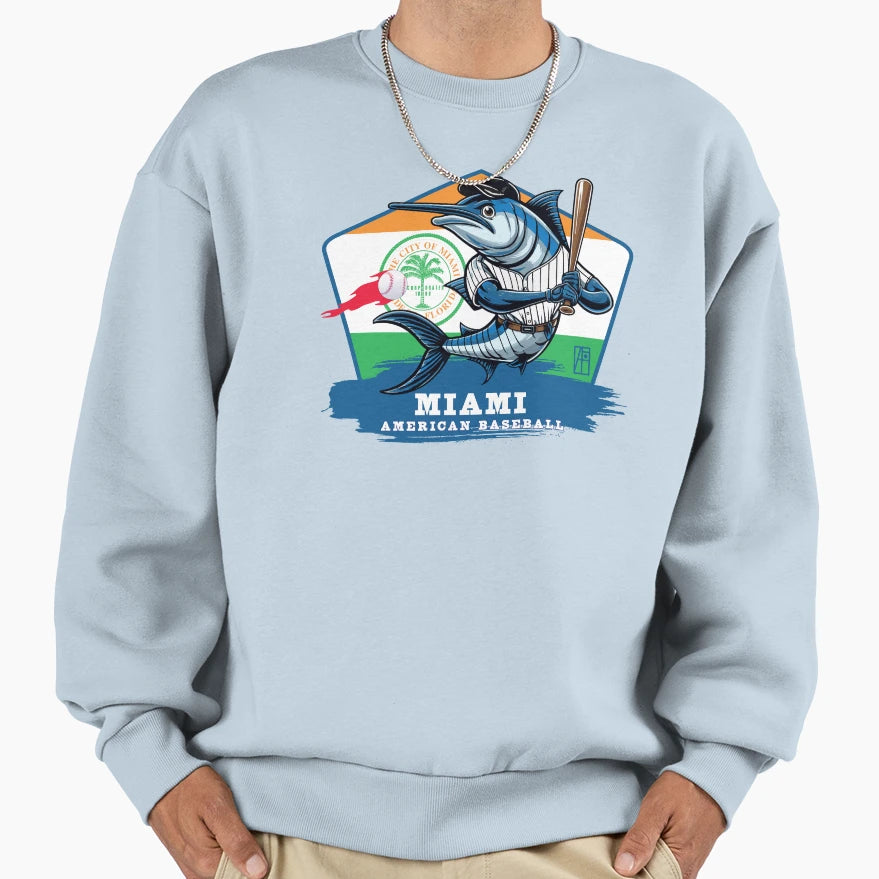 Usa American Baseball Miami Sweatshirt - Streetwear Style for Adults - T-Shirt, Sweatshirt, Hoodie