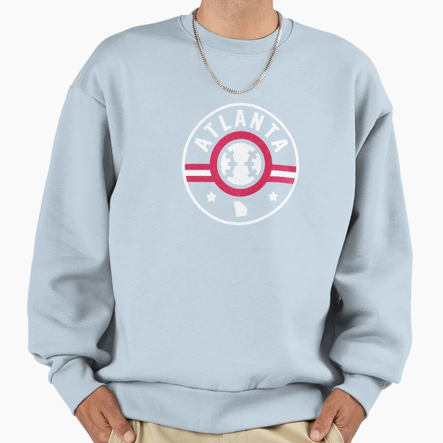 Atlanta Baseball Stars And Stripes Sweatshirt - Graphic Print for Adults - T-Shirt, Sweatshirt, Hoodie