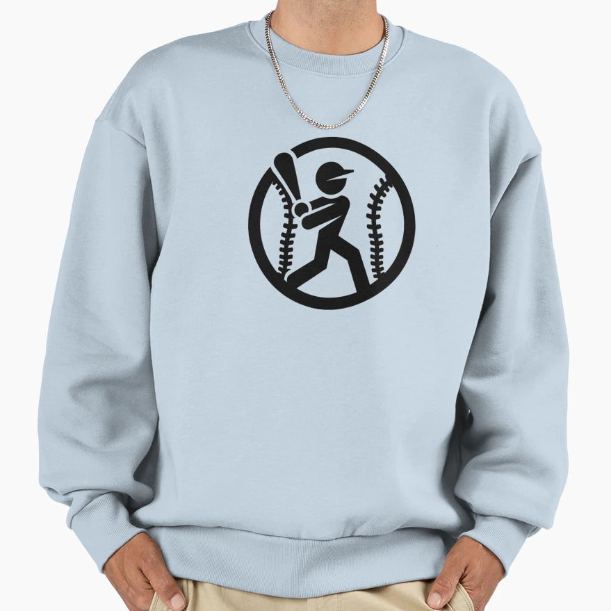 Stickman Baseball Cartoon Modern Sweatshirt - Aesthetic Graphic for Adults - T-Shirt, Sweatshirt, Hoodie
