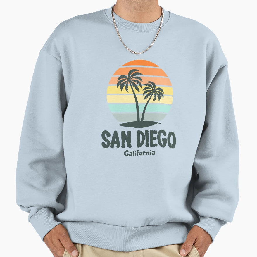 San Diego California Palm Trees Sweatshirt - Casual Everyday Wear Unisex - T-Shirt, Sweatshirt, Hoodie